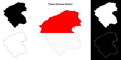 Palopo blank outline map set