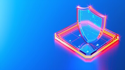 Vibrant digital shield design representing cybersecurity, data protection, and online safety in a modern technological context.