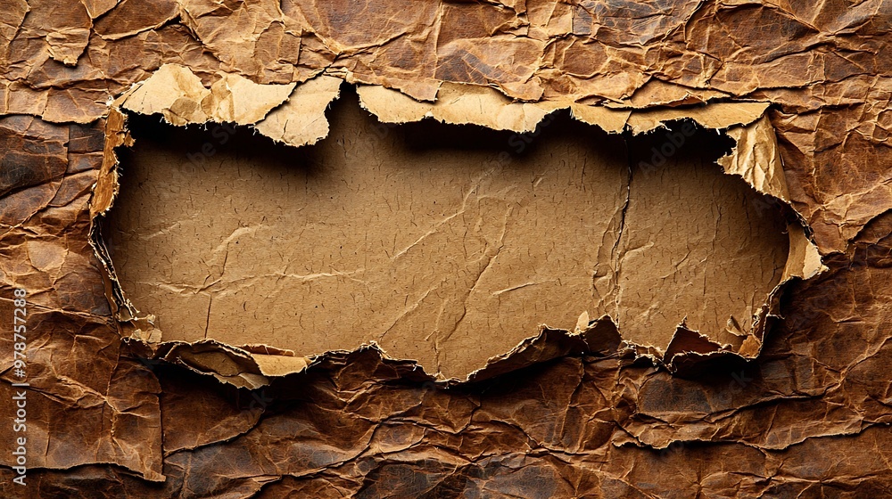 Aufkleber Torn Cardboard Background Top View Closeup Texture : Generative AI