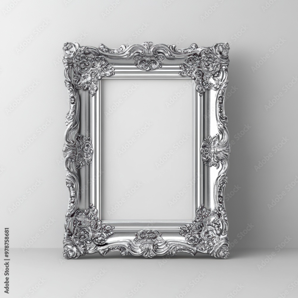 Canvas Prints Silver Ornate Frame.