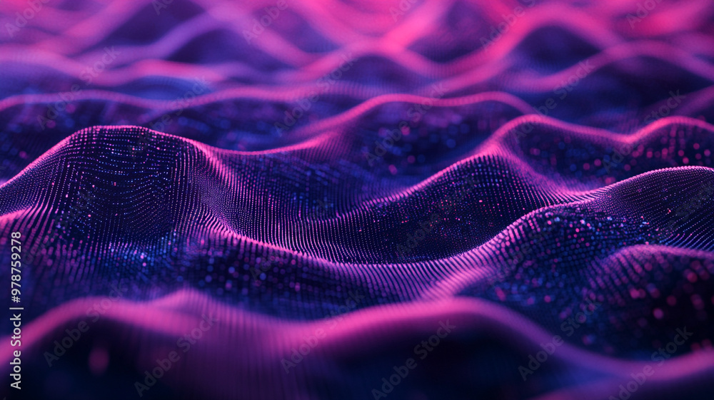 Poster abstract textured waves illuminated by purple and pink light create a mesmerizing visual effect
