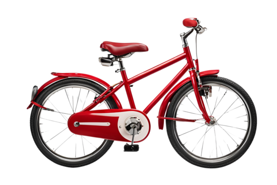 kids red bicycle on transparent background