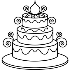 fancy cake outline coloring book page line art drawing