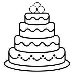 fancy cake outline coloring book page line art drawing