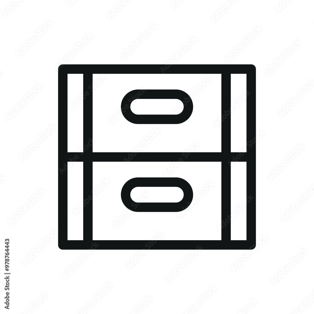 Poster stackable storage boxes isolated icon, stacking storage container vector icon with editable stroke