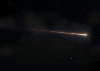 Shooting star isolated. Meteorite in the night sky. Beautiful meteor trail, falling bolide. © Nazarii