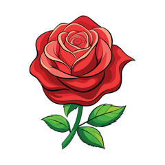 Red rose isolated on a white background, Vector illustration