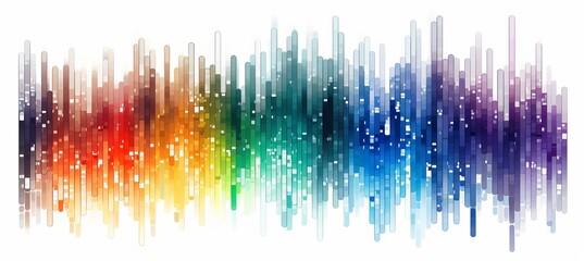 Vibrant sound wave visualization in rainbow colors representing audio frequencies and rhythms