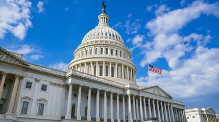 Obraz premium The United States Capitol Building in Washington, DC, stands as a symbol of American democracy. 