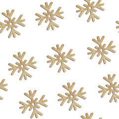 Seamless background with Christmas ornament, snowflakes, isolation on transparent background. Christmas and New Year texture, repeating design for decoration.