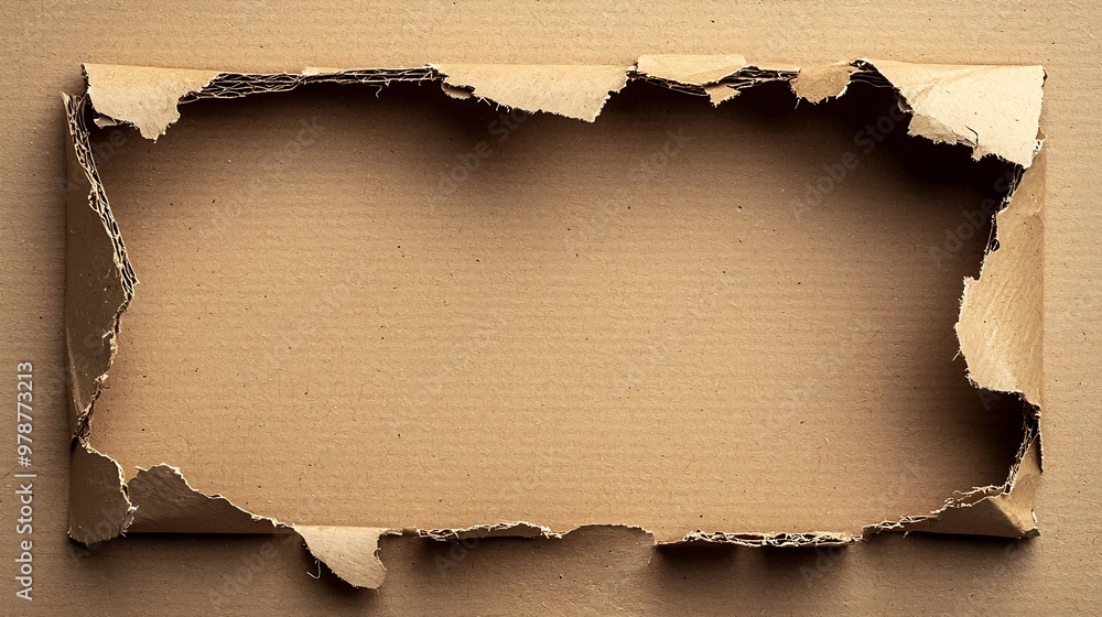 Aufkleber ragged cardboard texture top view : generative ai