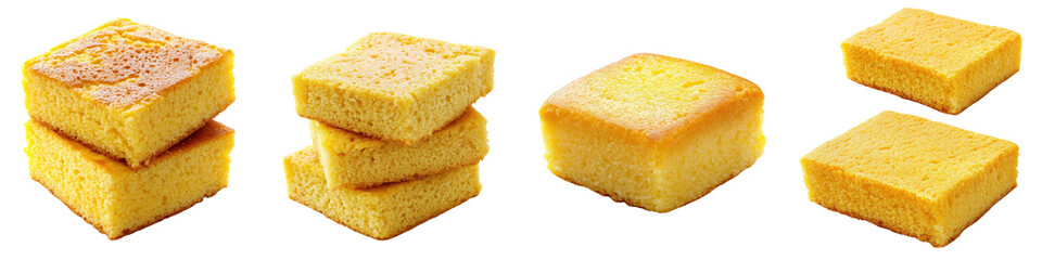 Fototapeta premium The perfect golden cake squares a delectable tempting sweet treat that is perfect for any special occasion These irresistible pastry bites offer a rich