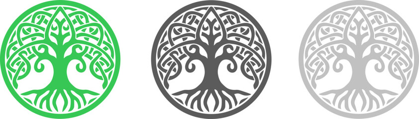 Celtic tree ornament icon silhouette. Vector template eps10 design.