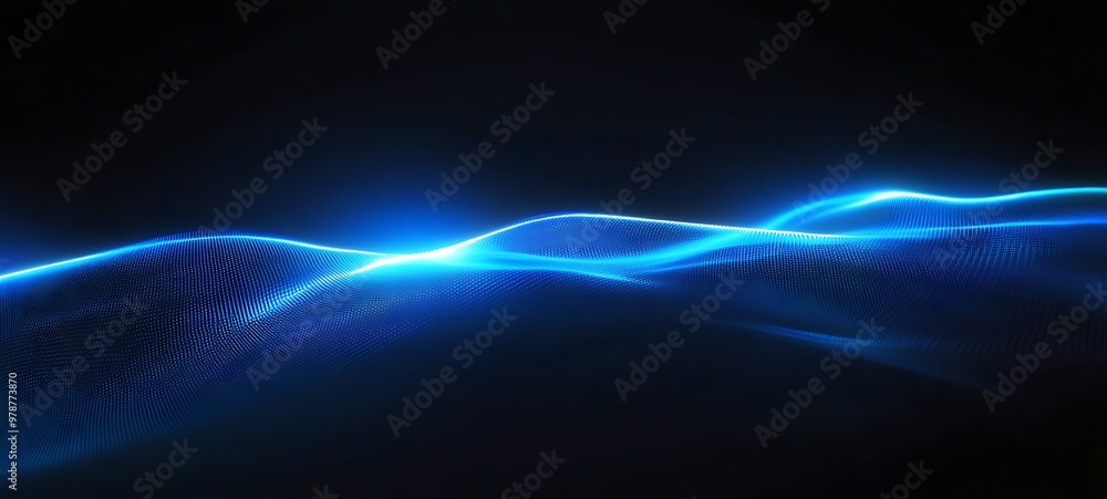 Poster Blue blue spectrum lights tech black party club neon lights abstract wave technology background