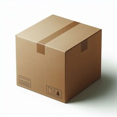 Open plain brown blank cardboard box isolated on white background