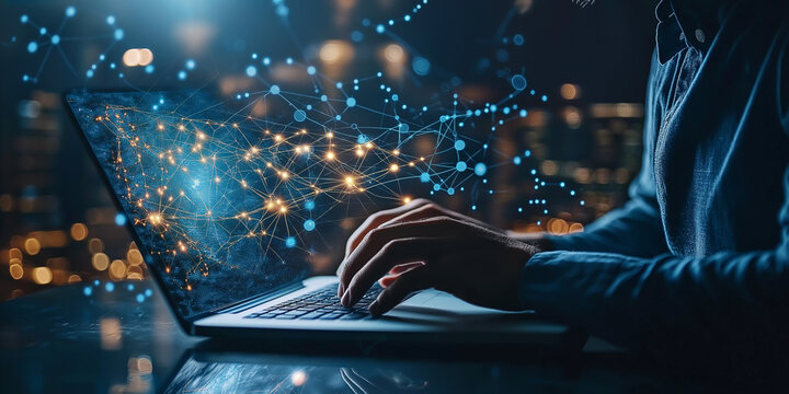 Computer technology with a laptop For cover and other modern projects, generic modern high speed, secure networks