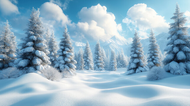 snovy trees on winter mountains