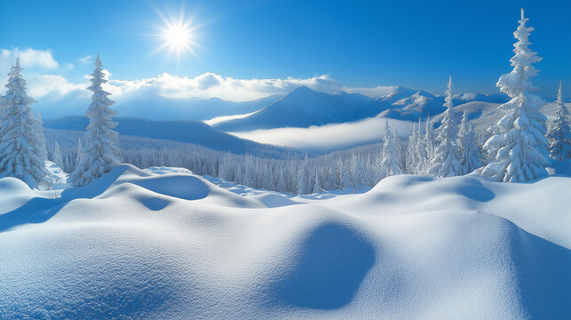 snovy trees on winter mountains