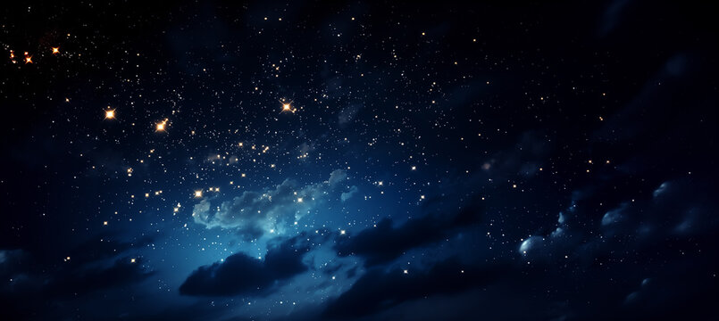 Stars in the Sky. Night landscape. Galaxy night landscape
