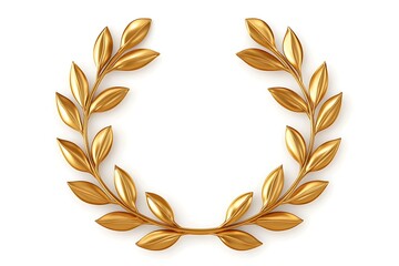 Golden laurel wreath or headband for a winner simple white background
