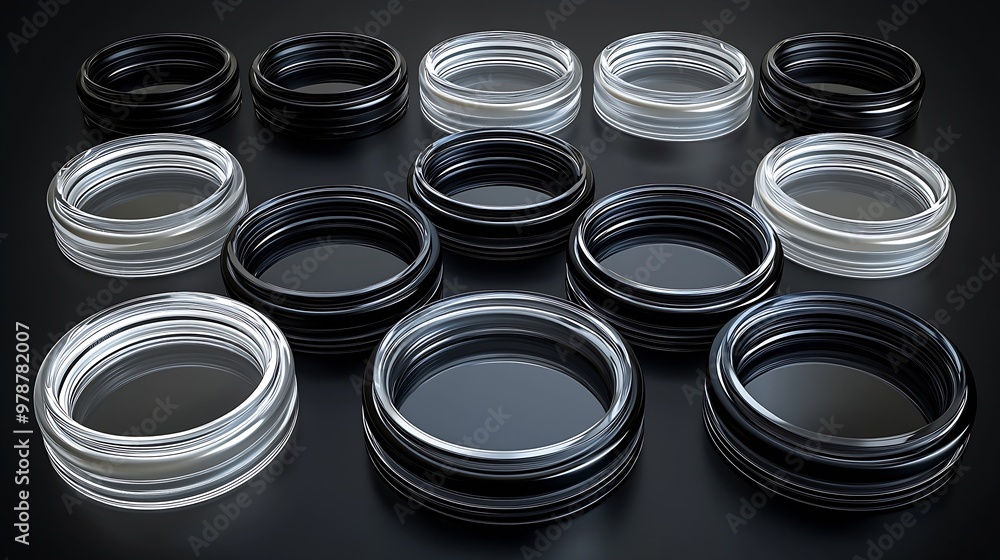 Poster Set of Vector Circles with Different Strokes : Generative AI