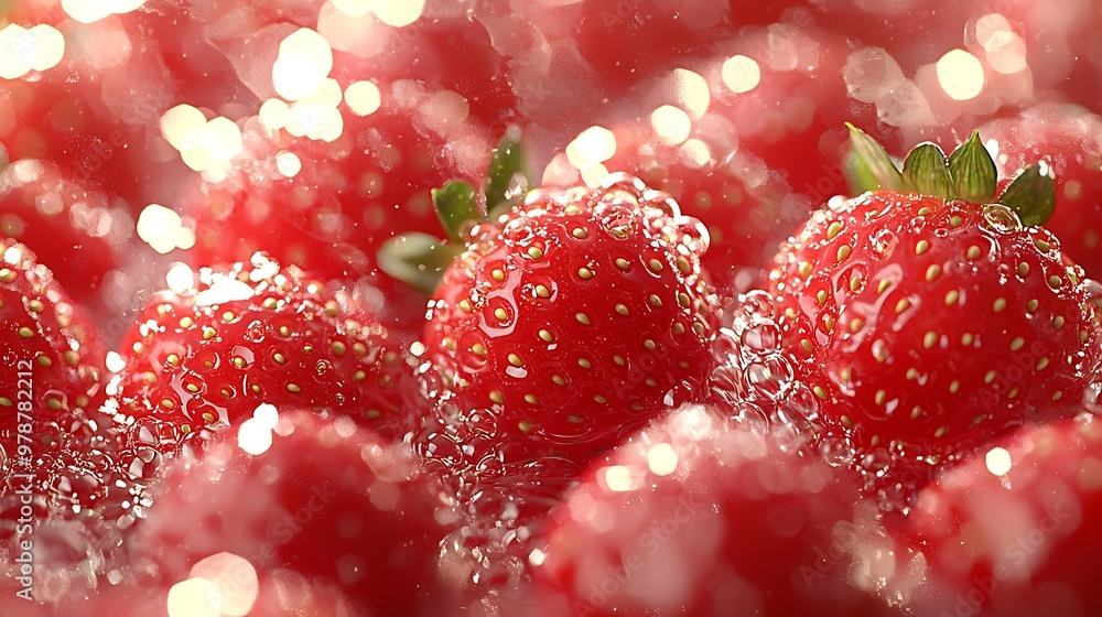 Poster strawberry background : generative ai