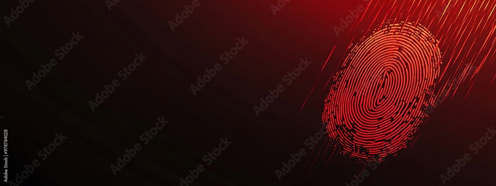 Poster A Glowing Red Fingerprint with Diagonal Lines in the Background