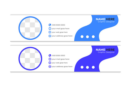 Email signature template or email footer and personal social media cover design, Email signature design for corporate company with creative shape vector template.