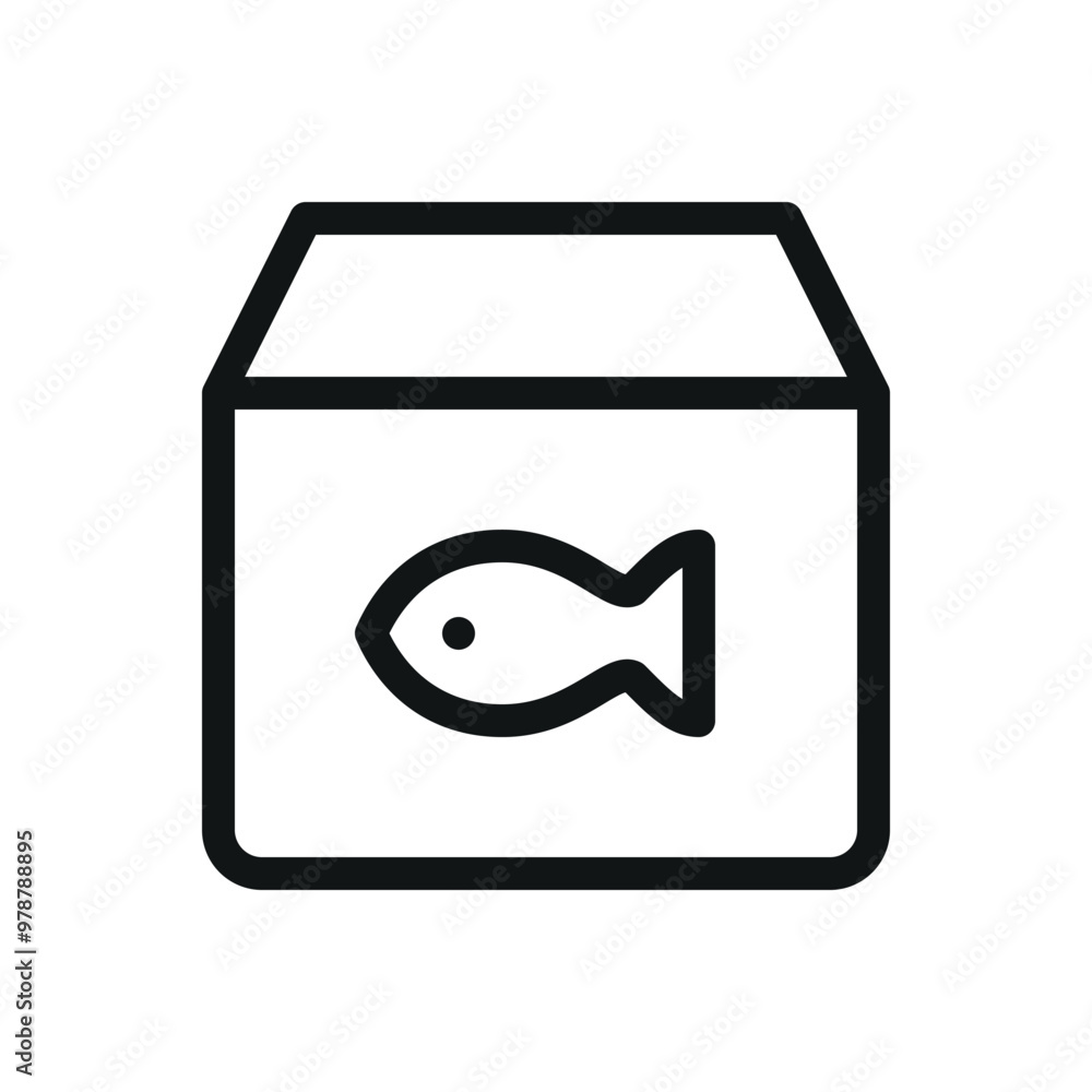 Poster fish storage box isolated icon, fish container vector icon with editable stroke