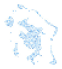 Obraz premium Bora Bora Dot Map. Island digital style shape. Bora Bora vector image. Island shape blue circular dots. Stylish vector illustration.