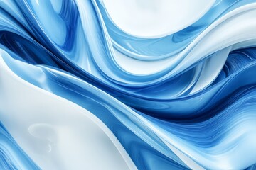 Fototapeta premium Elegant blue and white abstract waves with smooth flowing lines