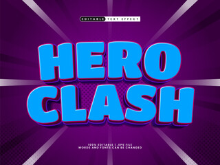 Obraz premium hero clash editable text effect with comic and cartoon style
