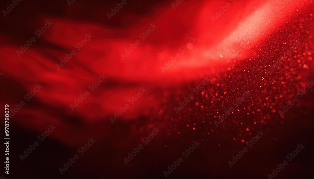 Poster Radiant Red Nebula. Abstract Burst of Glittering Light Particles in a Soft Red Glow with Bright Highlights and Ethereal Dust, Capturing the Beauty of Cosmic Vibrance and Warmth in Motion Banner Poster