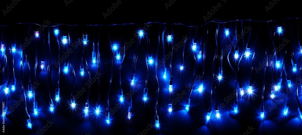 Poster bright blue led string lights create a stunning visual display for evening decor in a cozy setting