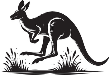 kangaroo Silhouette isolated on a white background Minimalist kangaroo vector shape