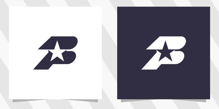 letter pb with star logo design vector