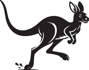 kangaroo Silhouette isolated on a white background Minimalist kangaroo vector shape