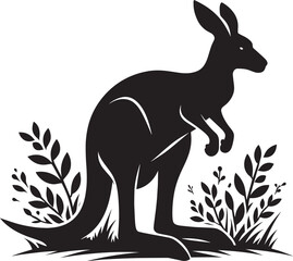 kangaroo Silhouette isolated on a white background Minimalist kangaroo vector shape