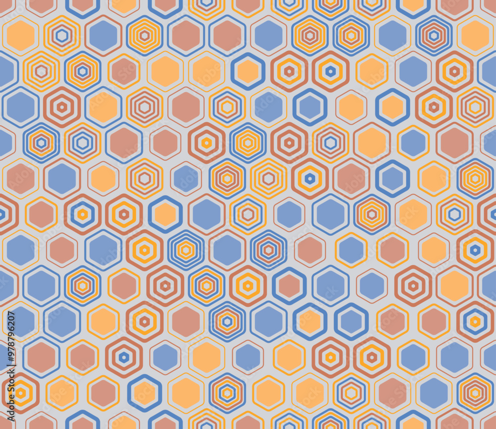 Poster seamless hexagon background. geometric elements of varied style and color. hexagon pattern. tileable