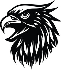 Eagle head vector silhouette, concept art design, eagle side view illustration, american eagle face drawn, eagle head vector logo, mascot drawing, outline