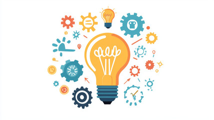 A lightbulb icon represents a new idea. It symbolizes inspiration, creativity, and innovation. This set also includes a gear, representing problem-solving and solutions.