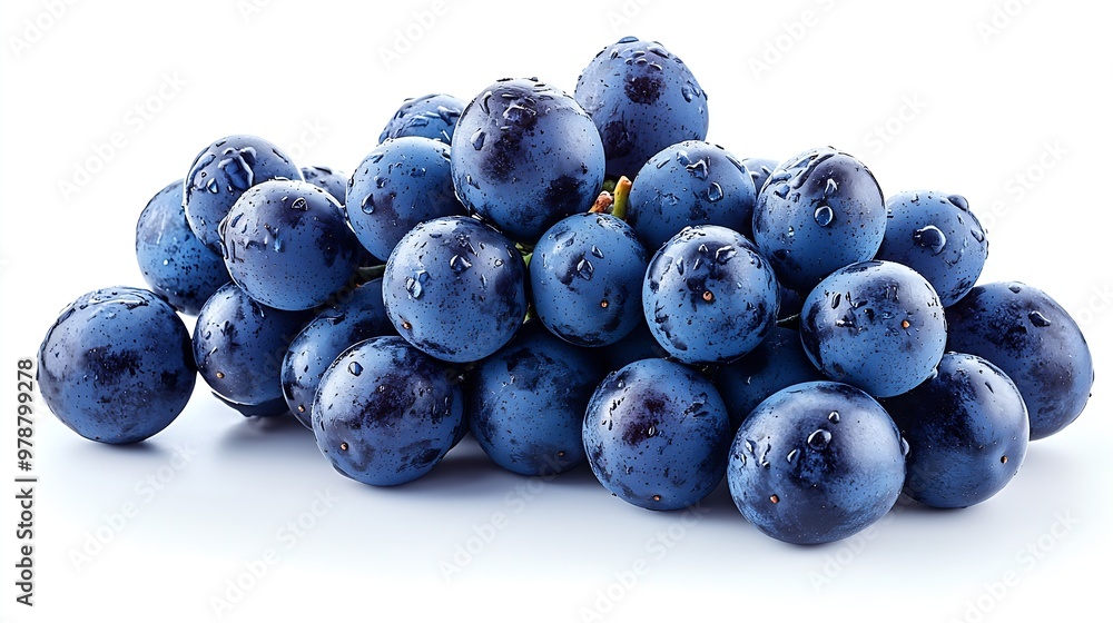 Poster Bunch of Grape Berries Isolated on White Background : Generative AI