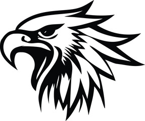 Eagle head vector silhouette, concept art design, eagle side view illustration, american eagle face drawn, eagle head vector logo, mascot drawing, outline