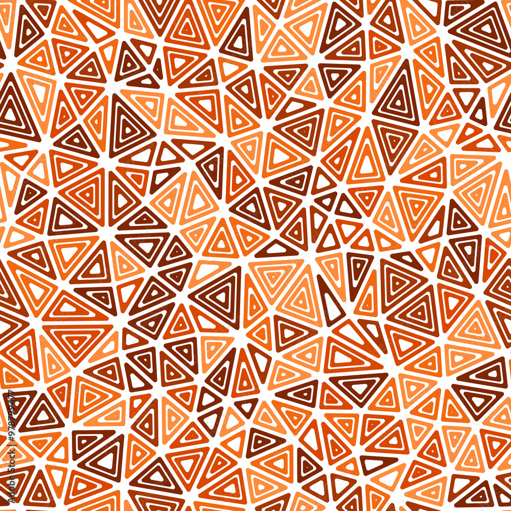 Poster geometric pattern. compact triangles size. multiple repeated inner triangles. monotone style. repeat