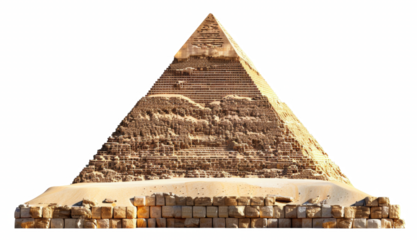 The pyramid is a large, ancient structure with a triangular shape