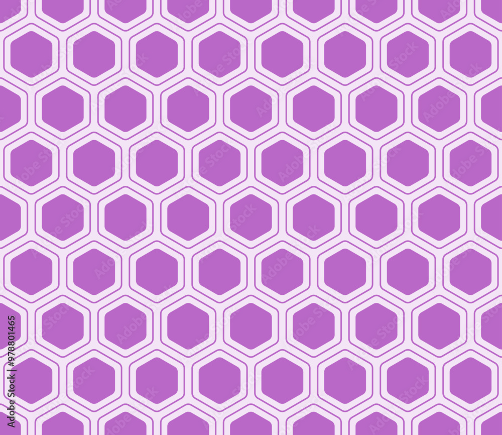 Poster hexagon pattern geometric design. purple color on matching background. rounded hexagons mosaic patte