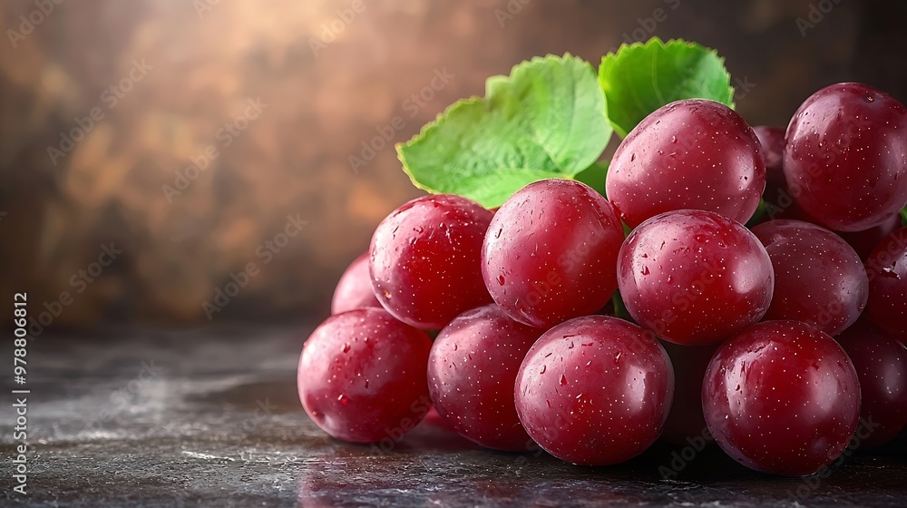 Poster fresh grapes background : generative ai