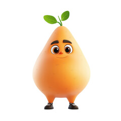 3D cartoon character sweet potato, isolated on a white background. png