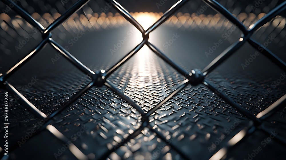 Aufkleber Metallic Netting over the Black Background : Generative AI