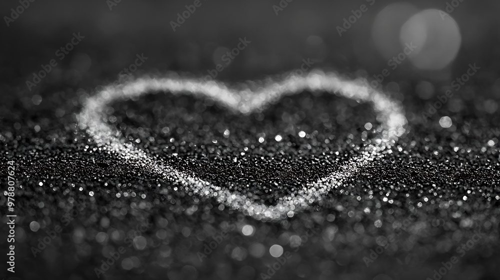 Aufkleber low key photograph of heart shape drawn with finger on black dusty surface : generative ai